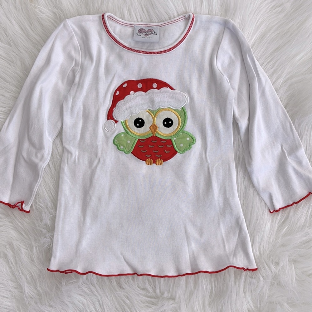 Girls 4/5T Christmas Owl Set with Chevron Pants